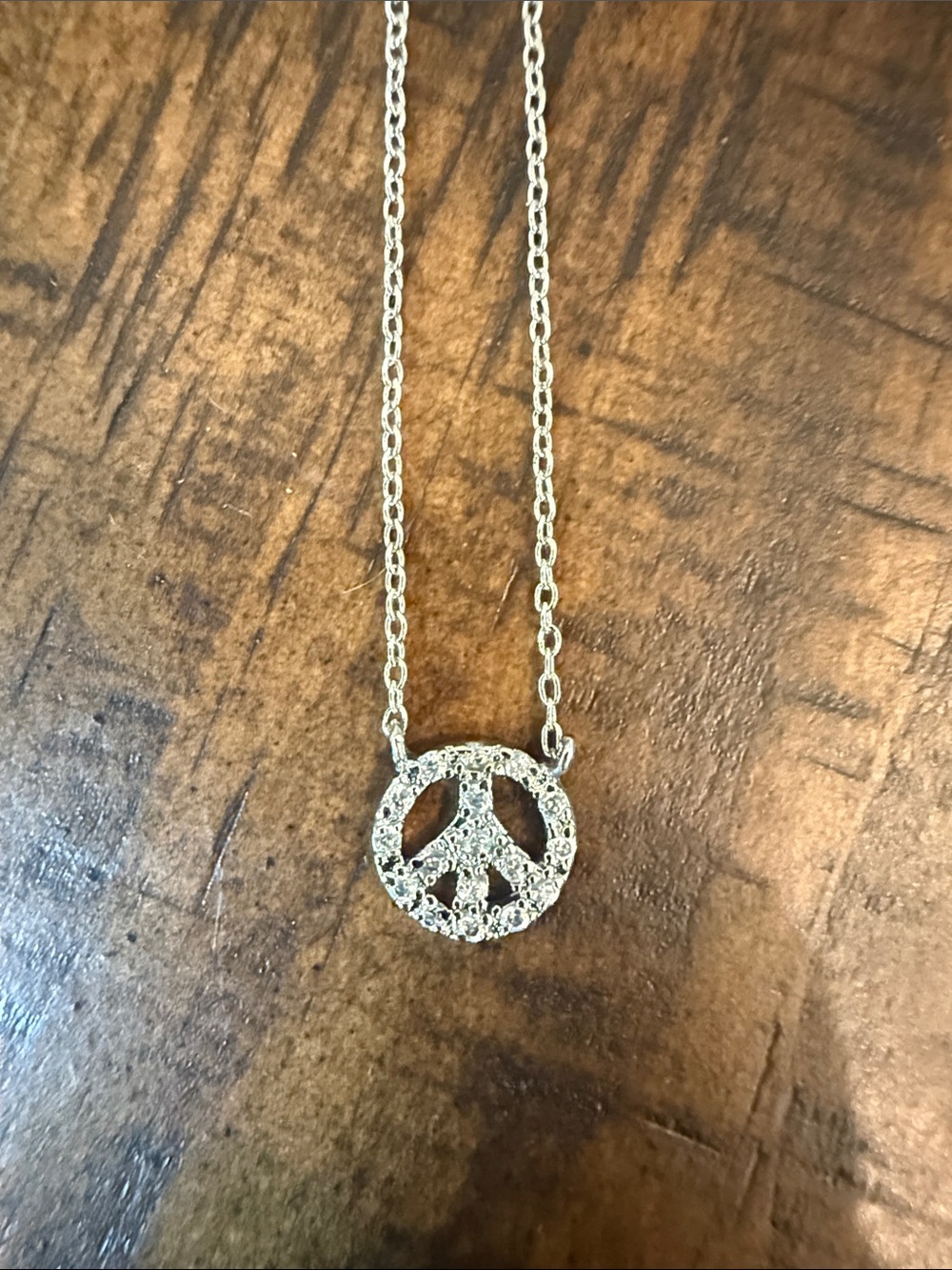 Sterling Silver & Diamonique Peace Pendant Necklace
